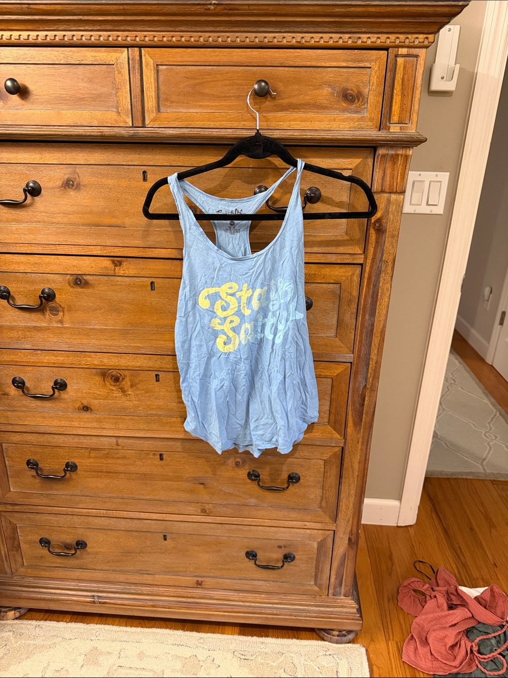 Salt Life Pale Blue Racerback Tank with Brown Logo